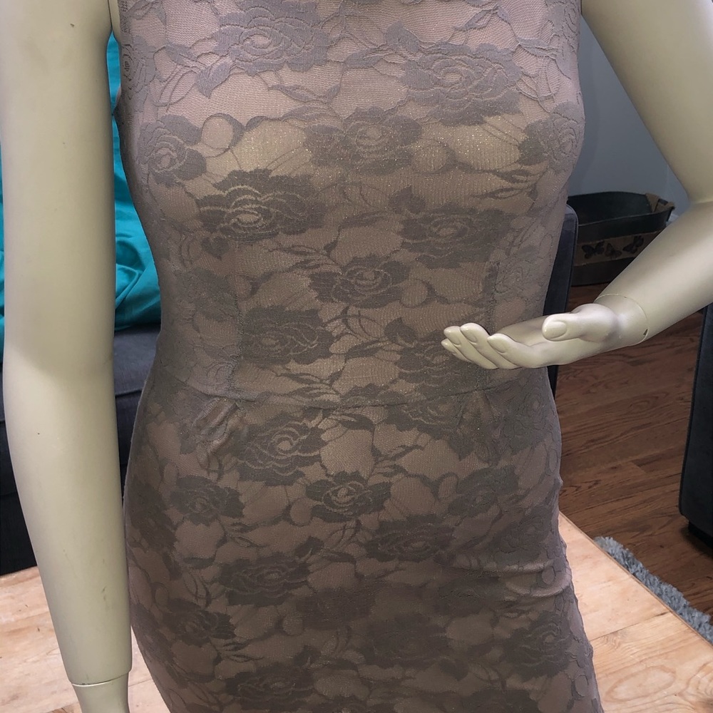 Sheath dress with lace overlay